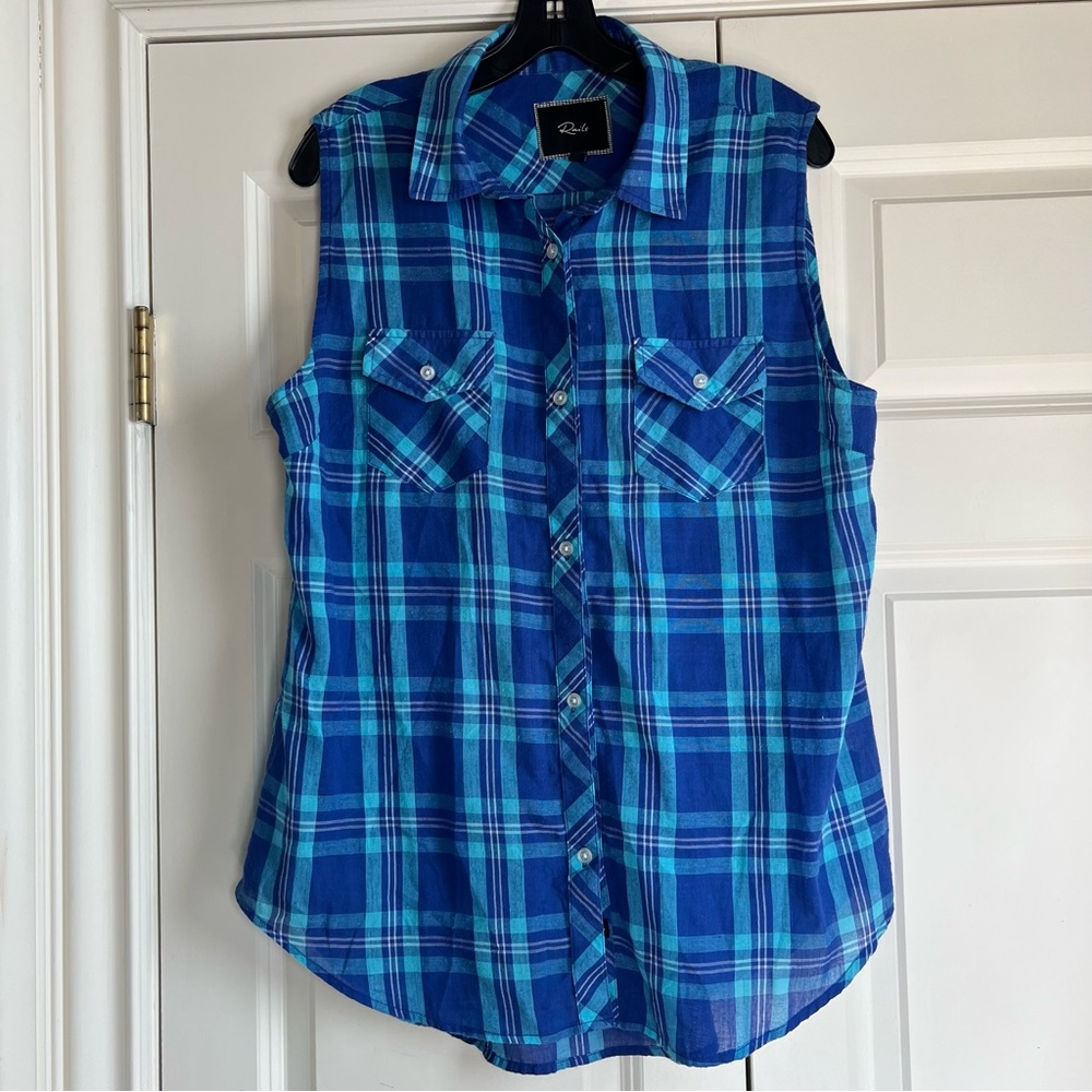 Rails Sleeveless Plaid Top